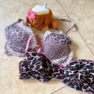 Betsy Johnson Push Up Bra Leopard Pink